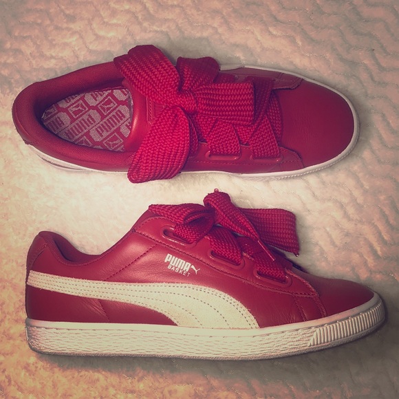 puma basket heart womens red